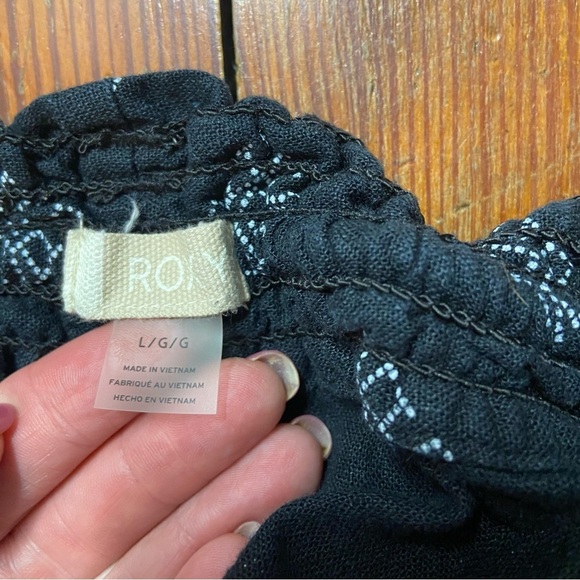 Roxy Women’s Linen Viscose Shorts Size L Black Drawstring Waist Beach Surf Sand - Picture 8 of 12